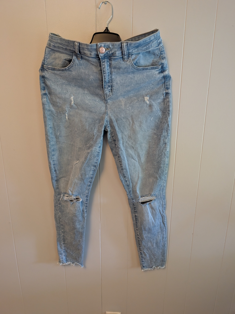 SO Light Blue High Rise Distressed Skinny Jeans
